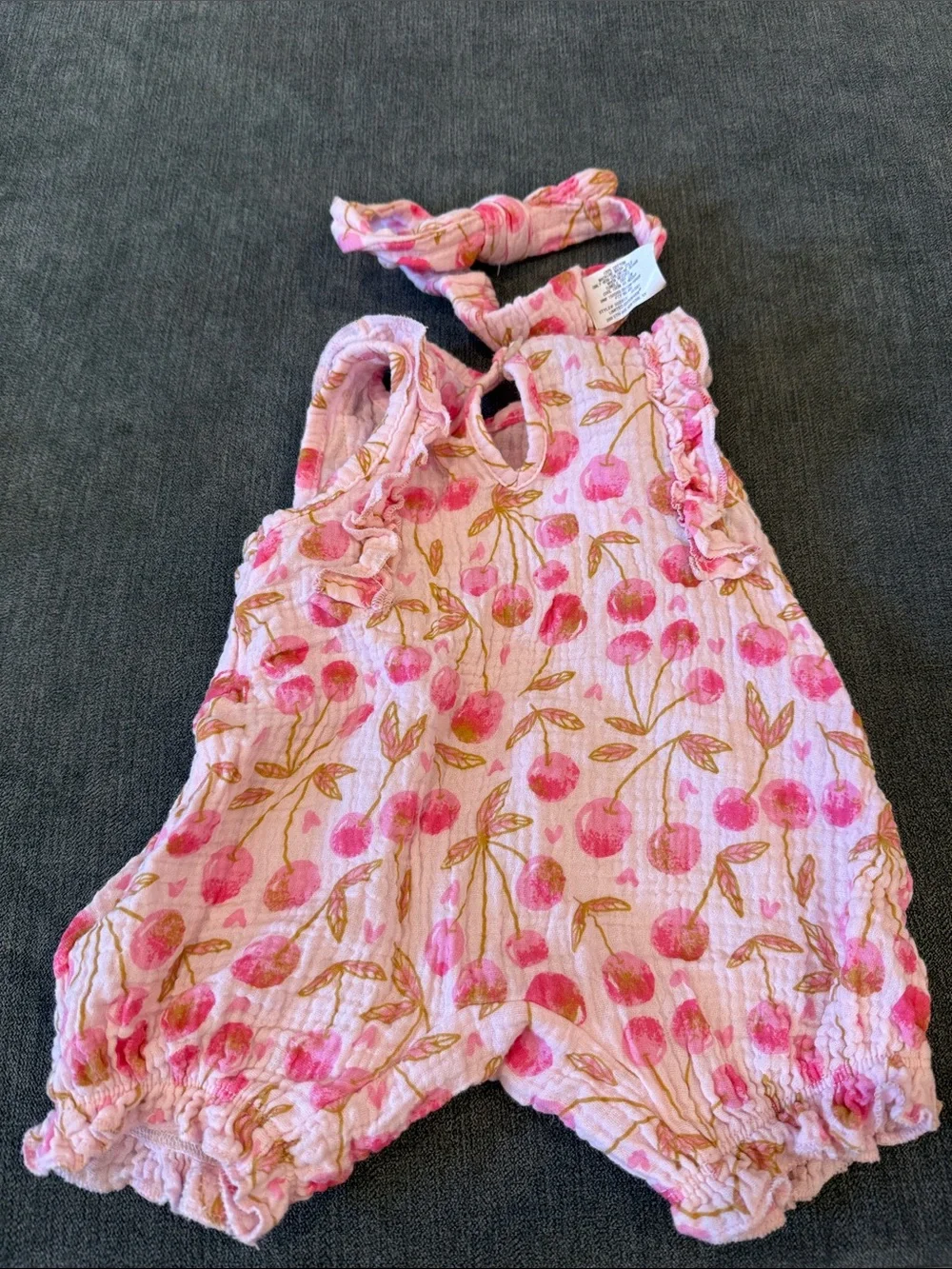 Baby Rompers - Cherry Print & Coordinating Solid Pink